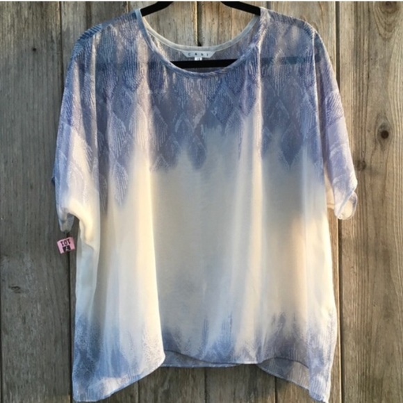 CAbi 781 Fade Out Sheer Blue & White Blouse Size Small - Picture 4 of 8